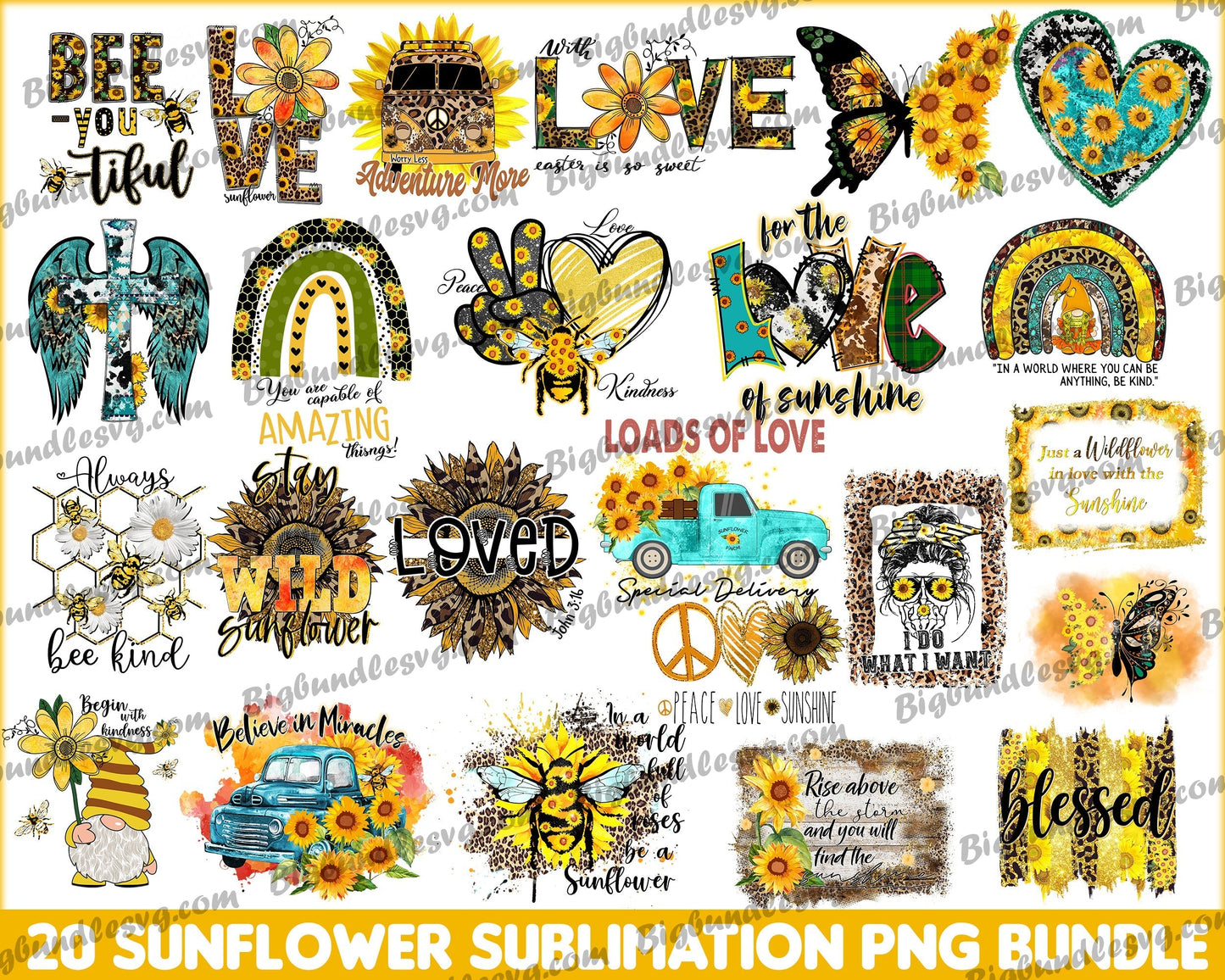 Sunflower sublimation Bundle - Digital Dowload