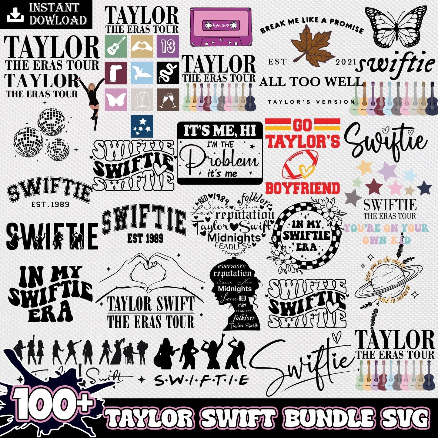 Taylor Swift Eras Tour Svg Bundle, Taylor Swift The Eras Tour Svg Svg for Cricut, Taylor Swift Silhouette Vector Cut Files