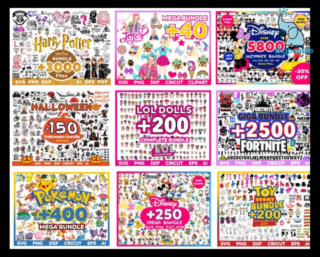 New The Ultimate Giga Bundle svg, Mega bundle svg, 450.000 unique designs almost everything included