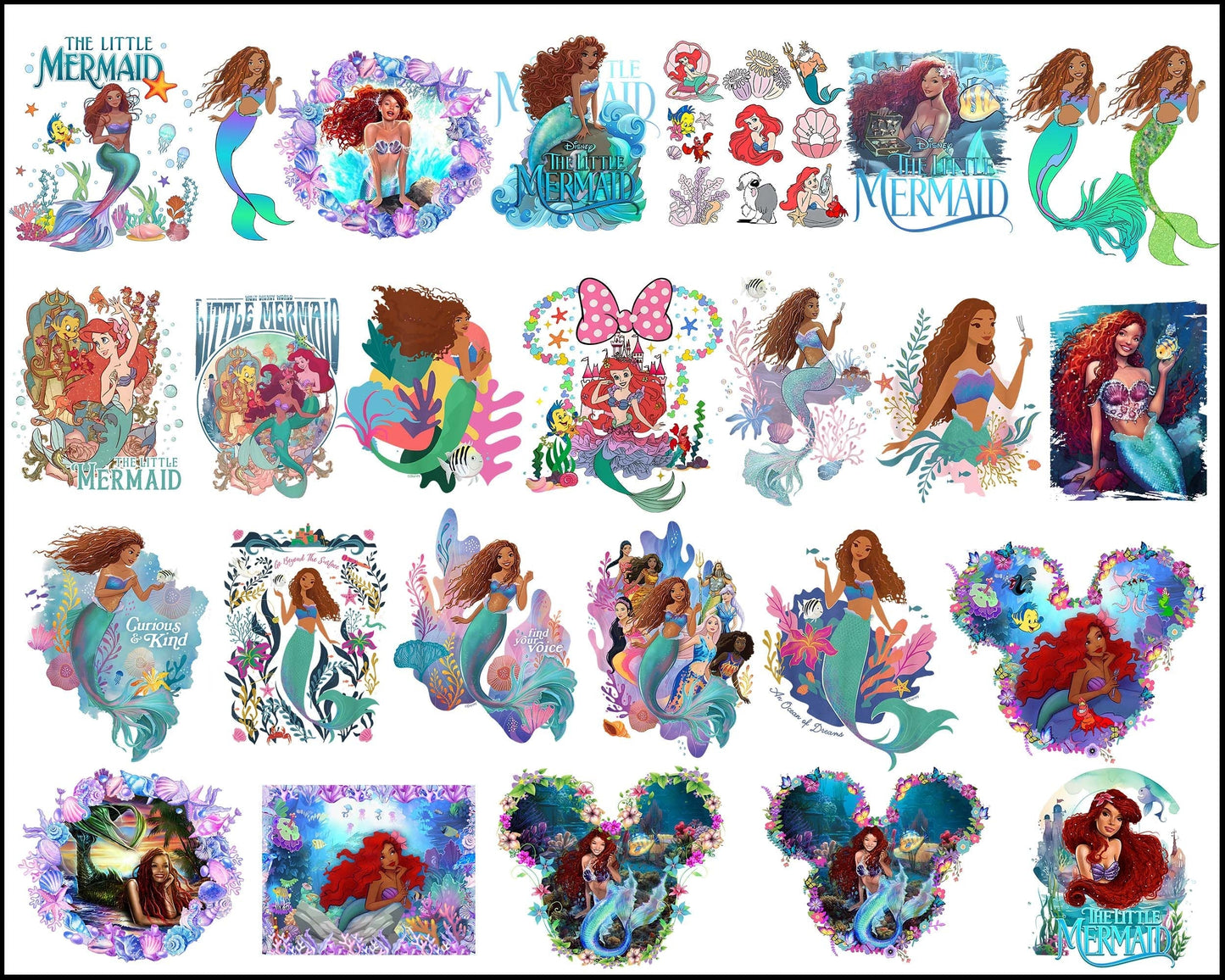 22+ Little Mermaid Png Bundle, Black little Mermaid png - Digital Download