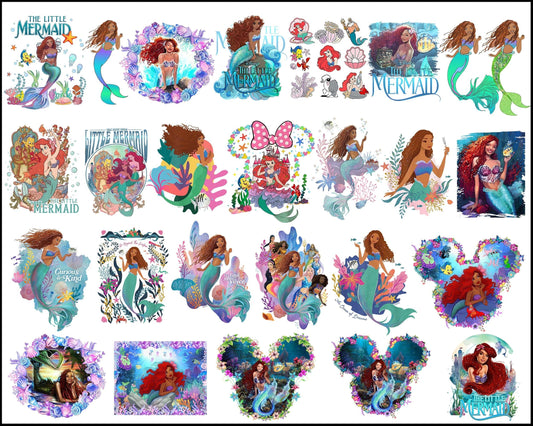 22+ Little Mermaid Png Bundle, Black little Mermaid png - Digital Download