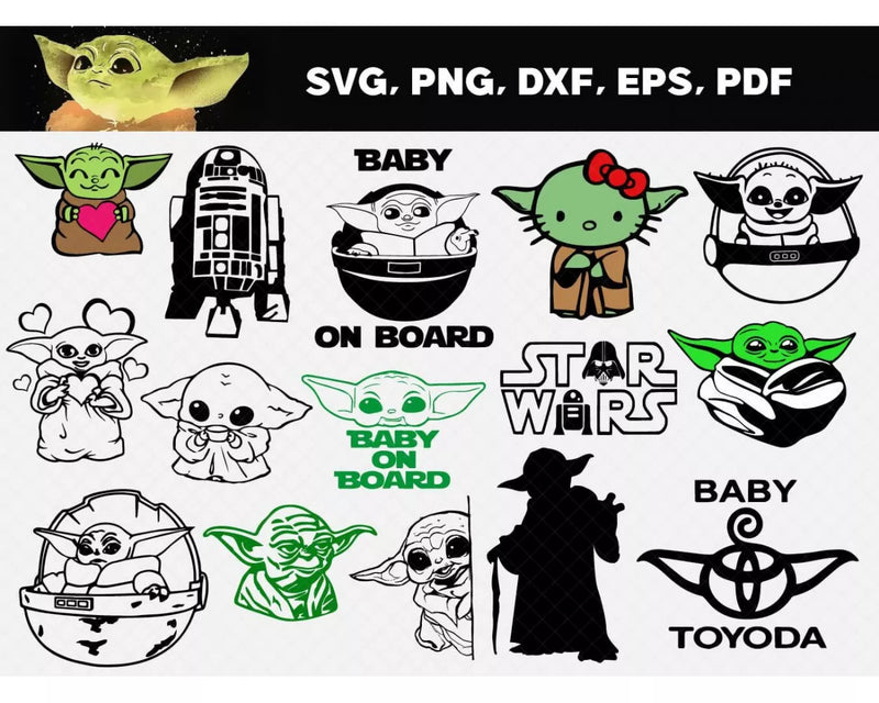 Baby Yoda SVG Files for Cricut / Silhouette, Baby Yoda Clipart & Cut Files