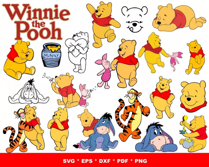 Winnie the Pooh Bundle SVG, Pooh SVG Files For Cricut, Winnie the Pooh PNG, Winnie the Pooh Silhouette SVG