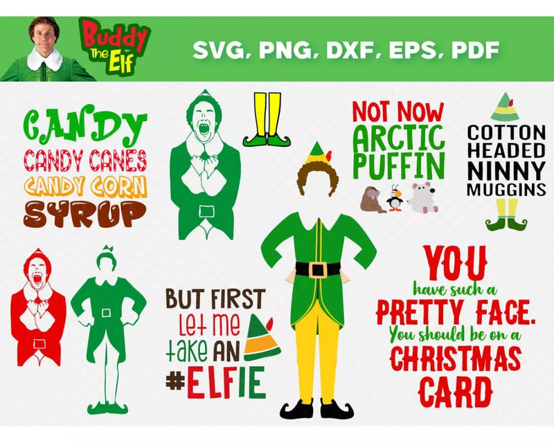 Buddy the Elf Christmas Files for Cricut and Silhouette - Clipart & Cut Files
