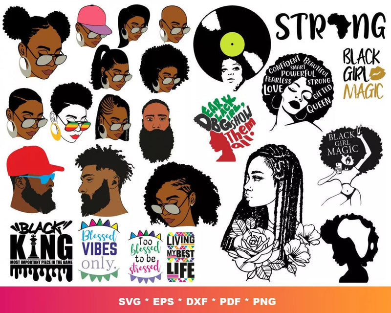 Afro Svg Files for Cricut and Silhouette - Afro Clipart & Cut Files