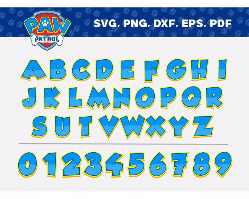 Paw Patrol SVG, Paw Patrol Alphabet SVG, Paw Patrol Layered SVG, Paw Patrol Clipart Images