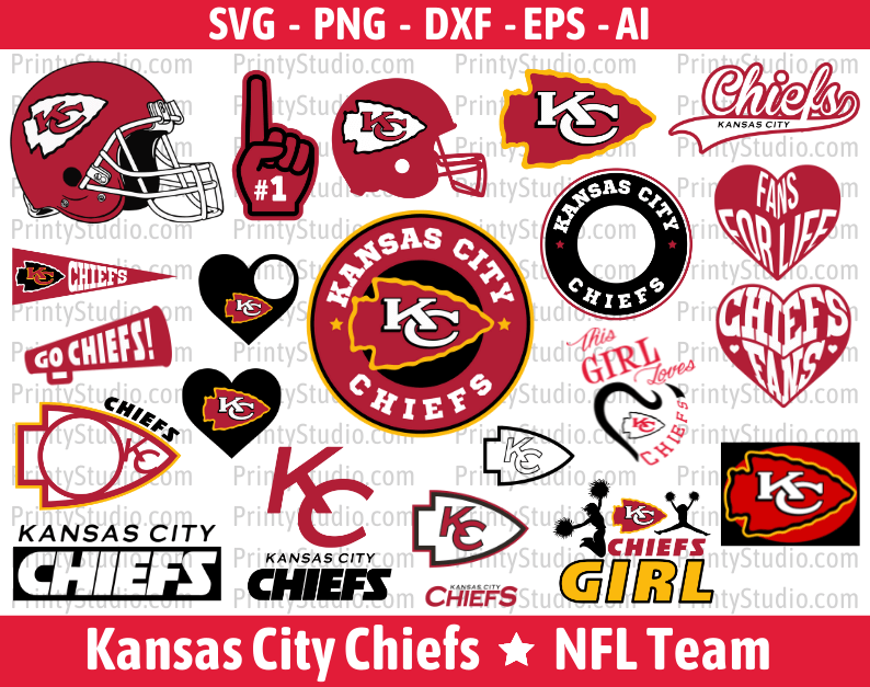 Kansas City Chiefs SVG Files for Cricut / Silhouette, Kansas City Chiefs Clipart & Cut Files