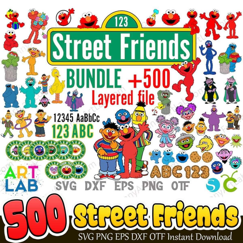 Street Friends Bundle Svg Png Eps Dxf 500+ Sesame Street SVG Instant Download