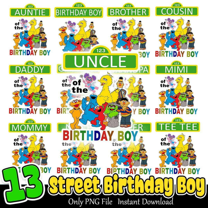 Street Birthday Boy Bundle PNG 13+ Sesame Street PNG Instant Download
