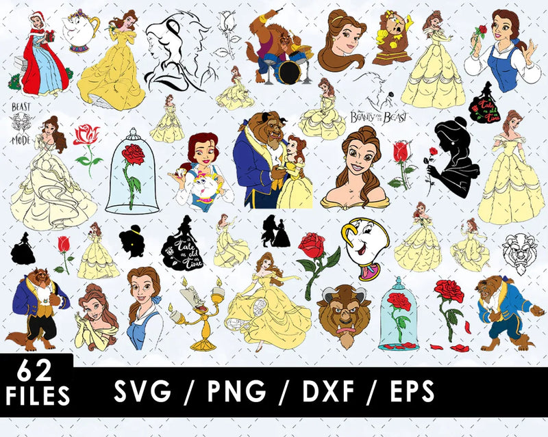 Belle and the Beast SVG, Belle Princess SVG For Cricut & Silhouette, Belle PNG Transparent