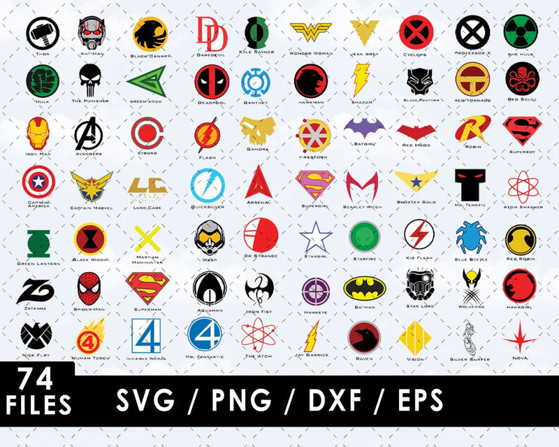 Superhero Icons SVG Files for Cricut / Silhouette, Superhero Clipart & PNG Files