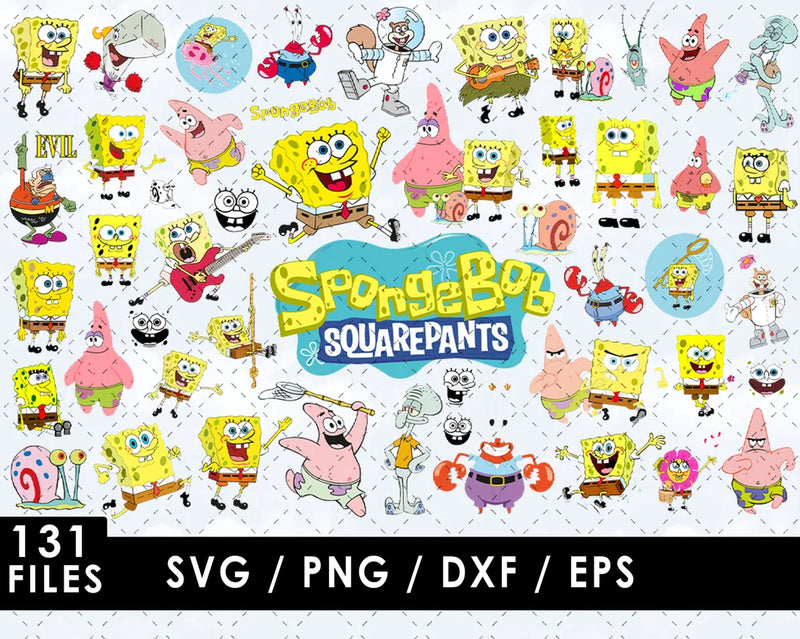 Spongebob SVG Files for Cricut and Silhouette, Spongebob Clipart & PNG Files