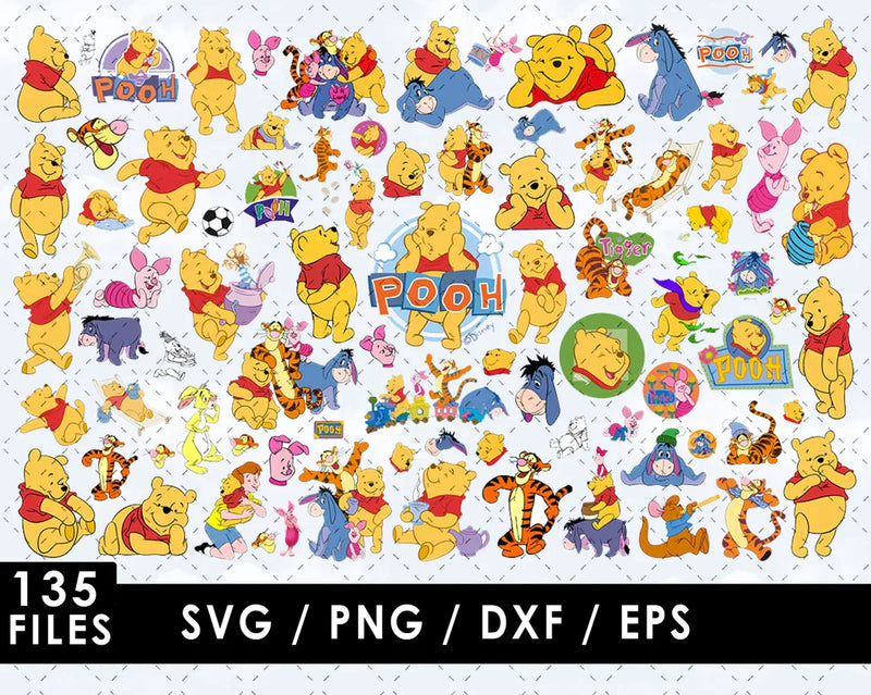 Winnie the Pooh SVG Bundle, Winnie the Pooh Birthday SVG, Eeyore SVG Files For Cricut, Tigger SVG