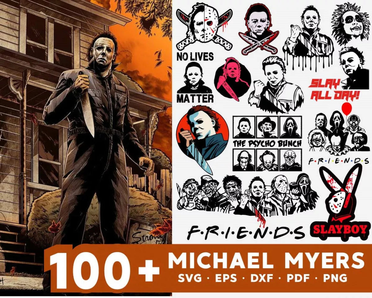 Michael Myers Clipart Bundle, Michael Myers Svg for Cricut, Michael Myers Silhouette Vector Cut Files