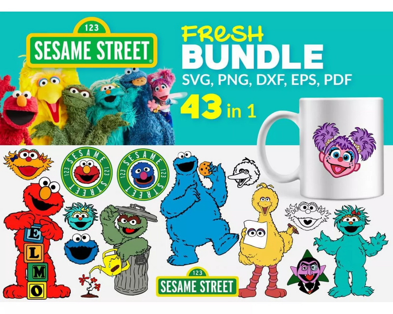 Sesame Street Clipart Bundle, Sesame Street Characters SVG, Sesame Street Cricut Files, Sesame Street Silhouette Vector Cut Files