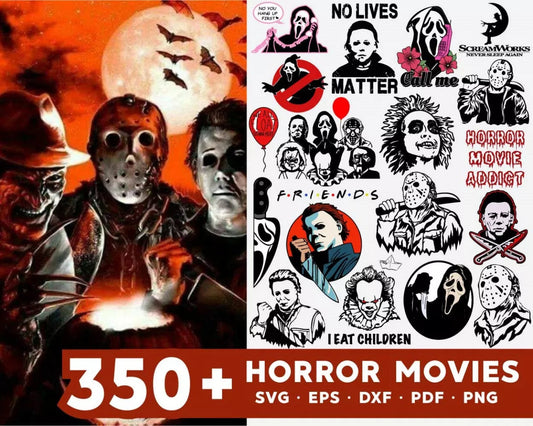 Horror Movies SVG, Horror Movies Cliparts, Horror Movies Shirt Designs, Horror Movies Svg For Cricut, Silhouette Vector Cut Files