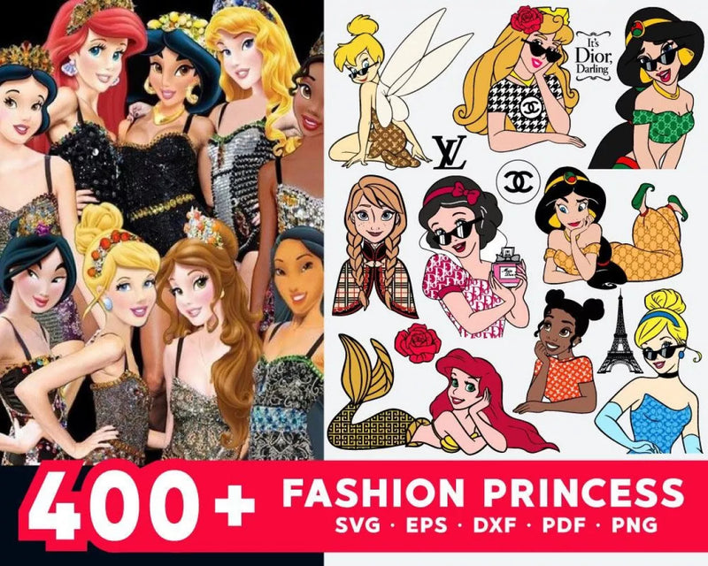 Fashion Princess Clipart Bundle, PNG & SVG Cut Files for Cricut & Silhouette