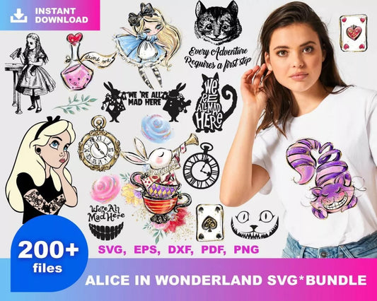 Alice In Wonderland Clipart Bundle, PNG & SVG Cut Files for Cricut & Silhouette