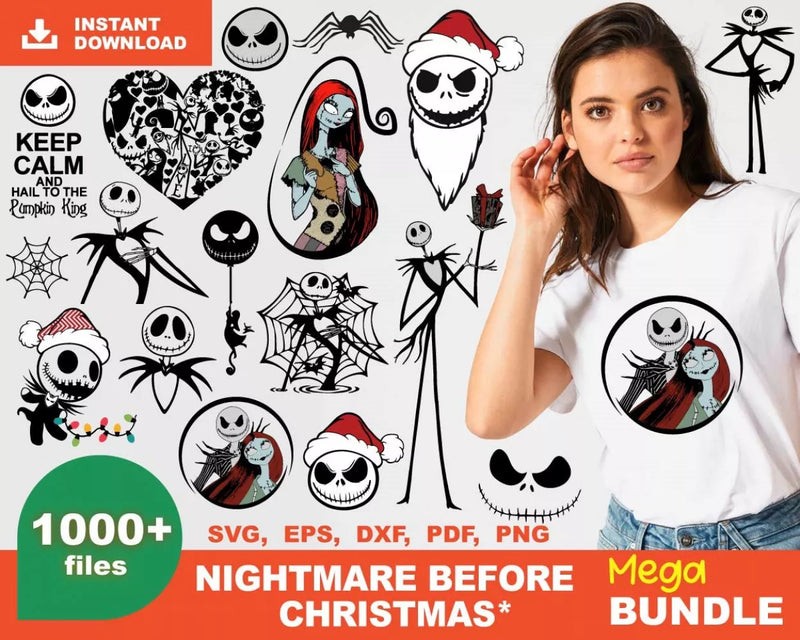 Nightmare Before Christmas SVG, Jack Skellington SVG For Cricut, Nightmare Before Christmas PNG Transparent