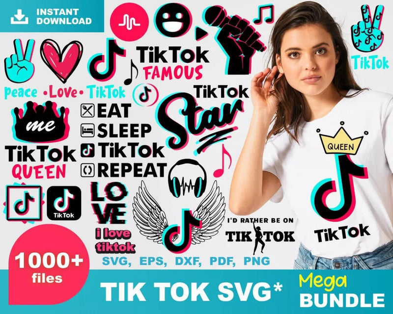 TikTok PNG & SVG Bundle, 1000+ Files For Cricut & Silhouette