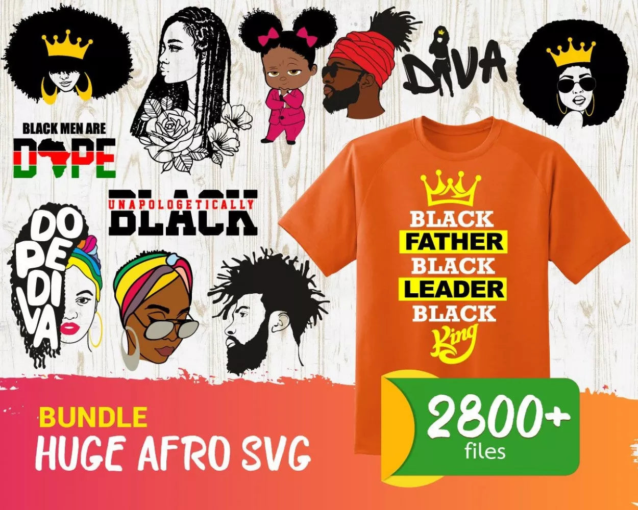 Afro Clipart Bundle, Afro Women Svg, Afro Man Svg, Afro Boy Svg, Afro Girl Svg, Silhouette Vector Cut Files