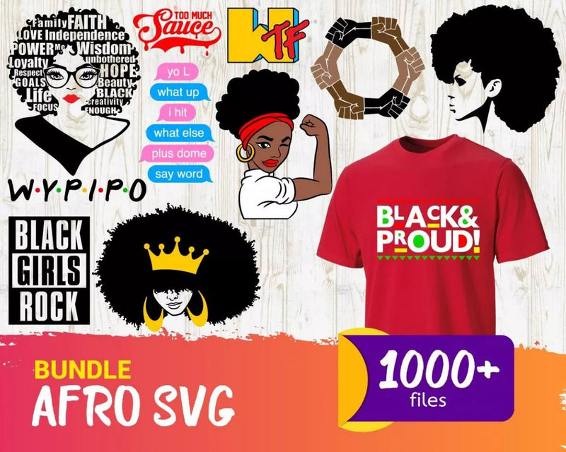 Afro Women Clipart Bundle, PNG & SVG Files for Cricut & Silhouette