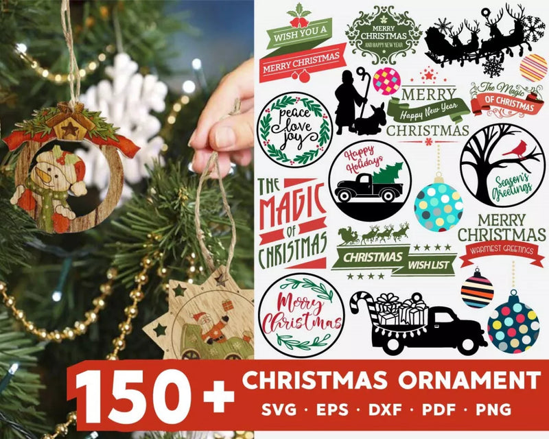 Christmas Ornament SVG Bundle 150+ Files For Cricut & Silhouette