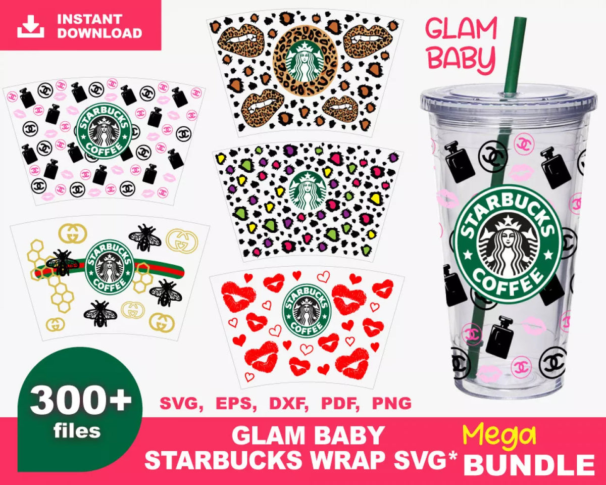 Glam Baby Starbucks Wrap SVG Bundle, Glam Baby Starbucks Wrap PNG, SVG Cricut, Silhouette Vector Cut Files