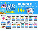 Baby Shark School Clipart Bundle, PNG & SVG Files for Cricut / Silhouette