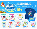 Baby Shark Family Clipart Bundle, PNG & SVG Cut Files for Cricut & Silhouette