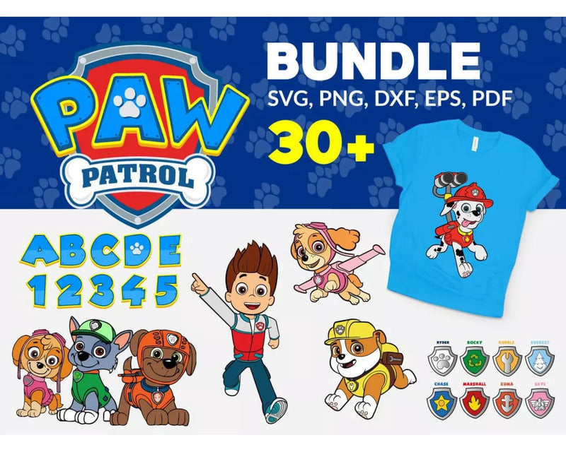 Paw Patrol SVG Bundle, Paw Patrol Alphabet SVG, Paw Patrol Layered SVG, Paw Patrol Clipart Images