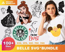 Princess Belle Clipart Bundle, Belle SVG For Cricut, Disney Belle Silhouette Vector Cut Files