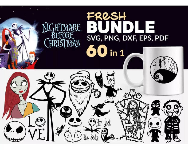 Jack Skellington SVG, Nightmare Before Christmas SVG Files For Cricut, Nightmare Before Christmas PNG Transparent