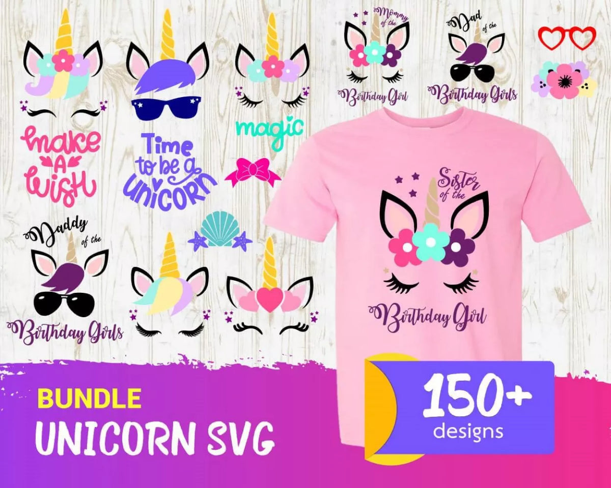 Unicorn Clipart Bundle, Unicorn SVG Cut Files for Cricut, Unicorn Silhouette Vector Cut Files