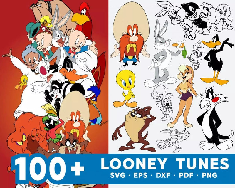 Looney Tunes Clipart Bundle, Looney Tunes Svg for Cricut, Looney Tunes PNG & SVG Cut Files