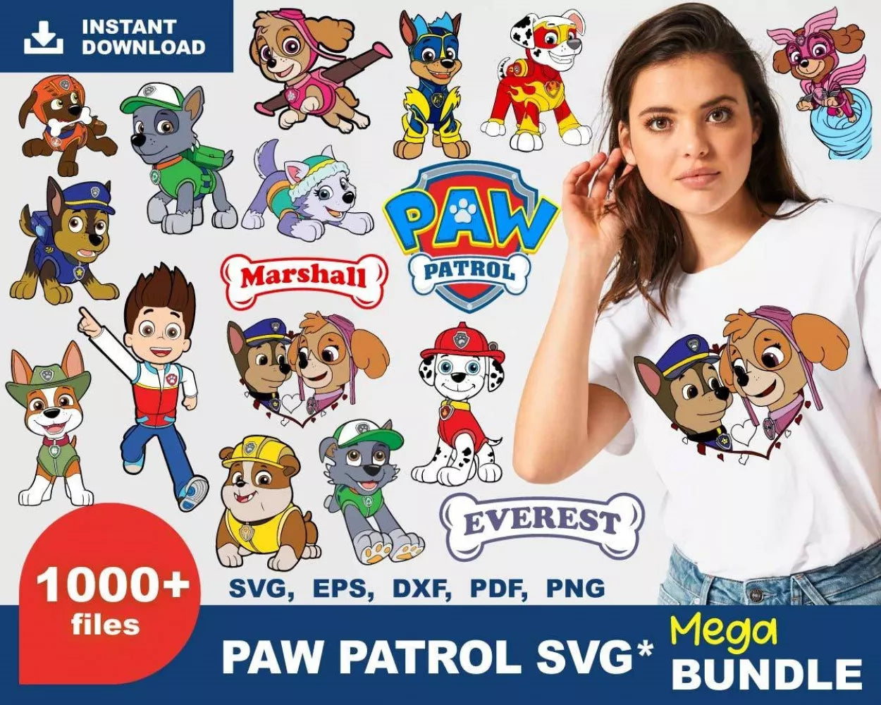Paw Patrol Clipart Bundle, Paw Patrol SVG For Cricut, Paw Patrol Birthday SVG, Paw Patrol Silhouette Vector Cut Files