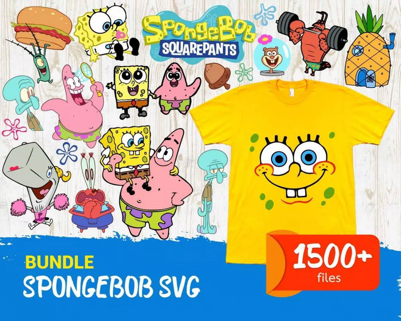 SpongeBob Clipart Bundle, PNG & SVG Cut Files for Cricut & Silhouette