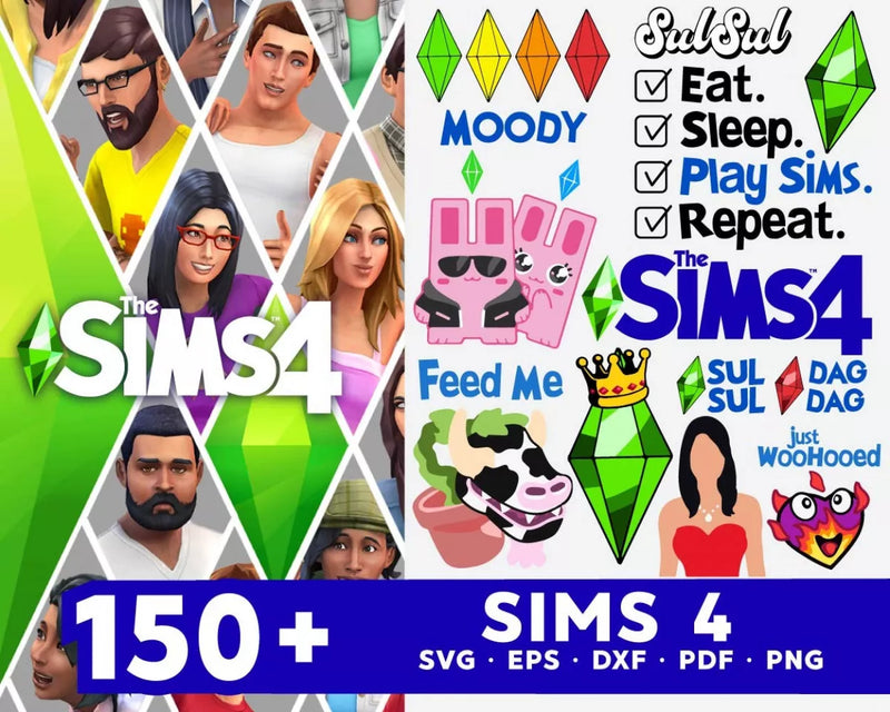 Sims PNG & SVG Bundle, 150+ Files For Cricut & Silhouette