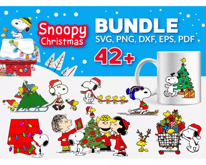 Snoopy Christmas Clipart Bundle, PNG & SVG Cut Files for Cricut & Silhouette