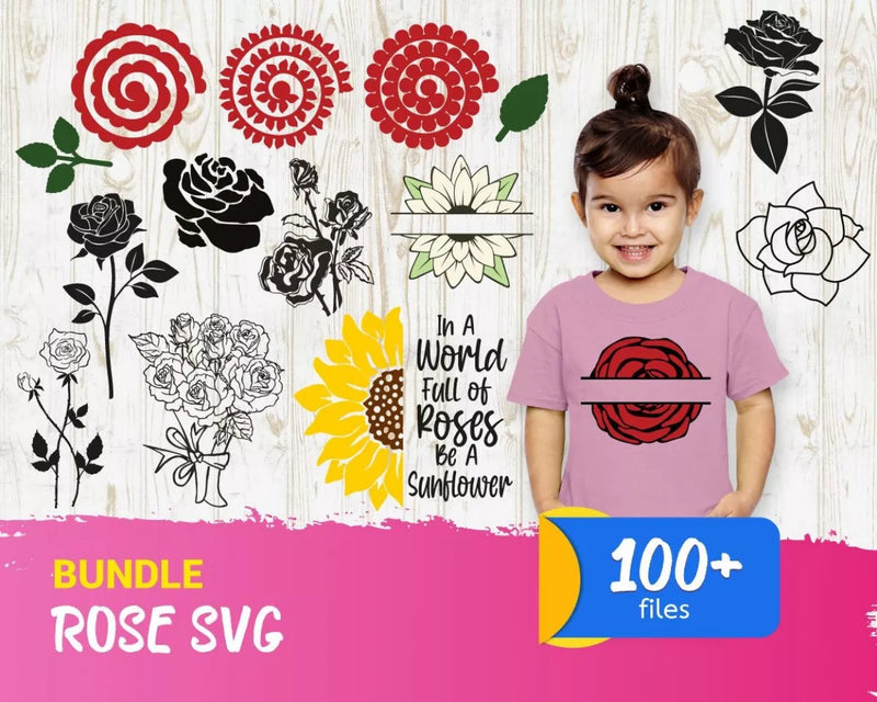 Rose PNG SVG Bundle, 100+ Files For Cricut Silhouette