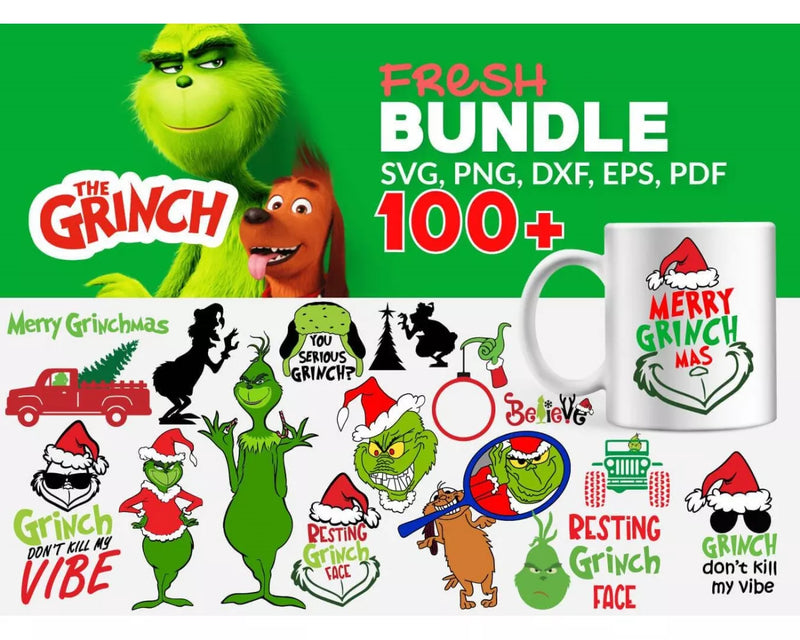 The Grinch Clipart Bundle, PNG & SVG Cut Files for Cricut & Silhouette