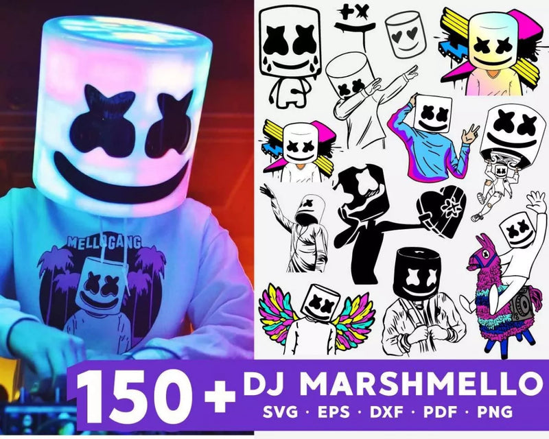 DJ Marshmello SVG Bundle 150+ Files For Cricut & Silhouette