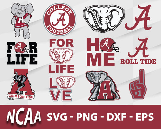 Alabama Crimson Tide Svg Bundle, Alabama Crimson Tide Svg, Sport Svg, Ncaa Svg, Png, Dxf, Eps Digital file.