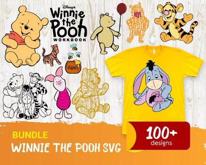 Winnie the Pooh Clipart Bundle, PNG & SVG Cut Files for Cricut & Silhouette