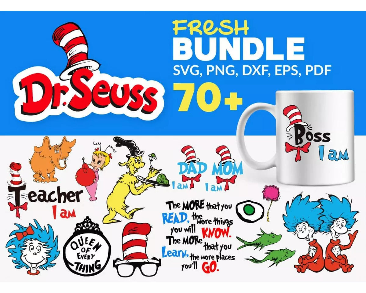 Dr Seuss SVG, Dr Seuss SVG Cricut, Dr Seuss Hat PNG, Dr Seuss SVG  Cut Files, Dr Seuss Clipart Bundle