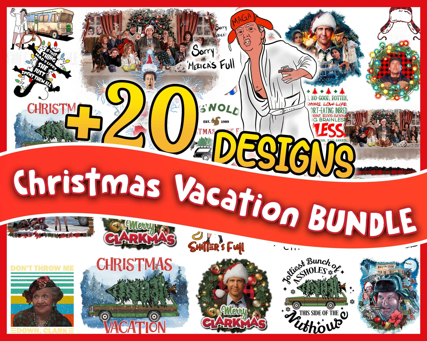 Version 2 - 20 Christmas Vacation Bundle PNG, Christmas Holiday bundle sublimation CRM29112207