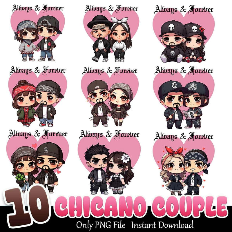 Chicano Couple Bundle PNG 10+ Latina Valentine PNG Instant Download