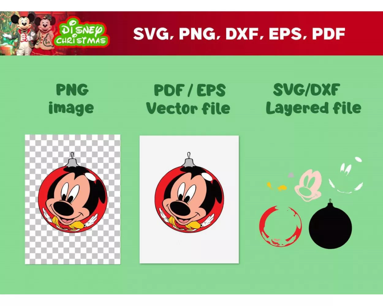 Disney Christmas Clipart Bundle, PNG & SVG Cut Files for Cricut / Silhouette