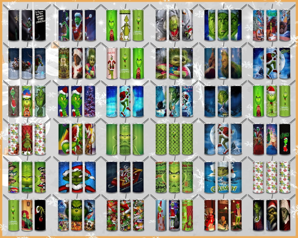 100+ Files The Grinch 20oz skinny tumbler sublimation designs PNG, Christmas Grinch PNG, Christmas 20oz skinny tumbler