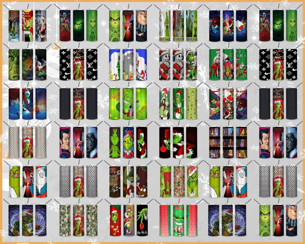 100+ Files The Grinch 20oz skinny tumbler sublimation designs PNG, Christmas Grinch PNG, Christmas 20oz skinny tumbler